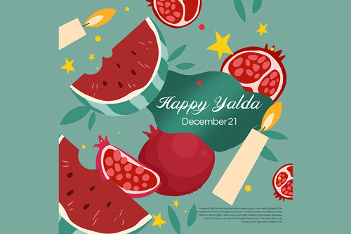 پوستر رایگان تبریک شب یلدا PSD لایه باز زمینه سبز